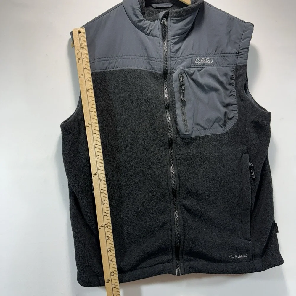Cabelas Vest Mens Size M Black Polartec Fleece Full Zip Jacket Outdoors Hunting - Picture 2 of 12